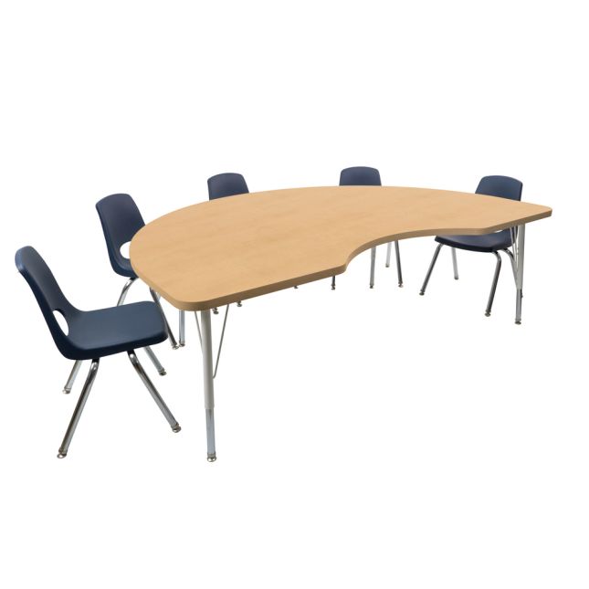 48" x 72" Kidney Activity Table with Standard Legs - Maple/White