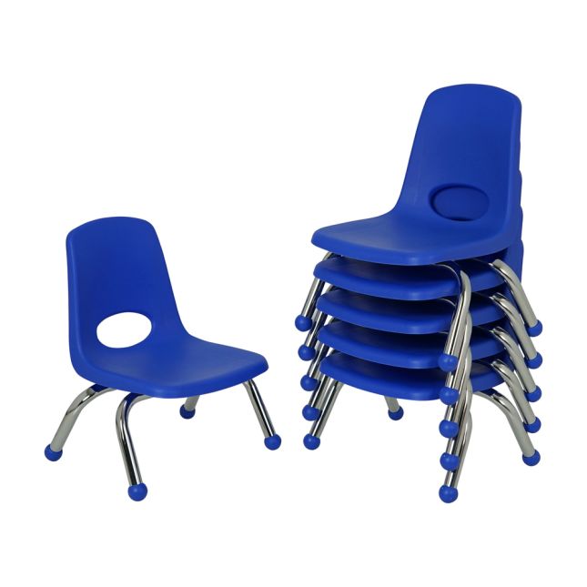 8" Stack Chair with Ball Glides, 6-Piece - Blue