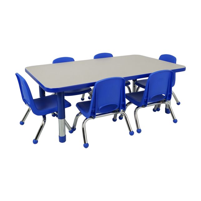 8" Stack Chair with Ball Glides, 6-Piece - Blue