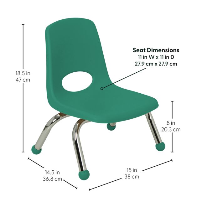 8" Stack Chair with Ball Glides, 6-Piece - Green