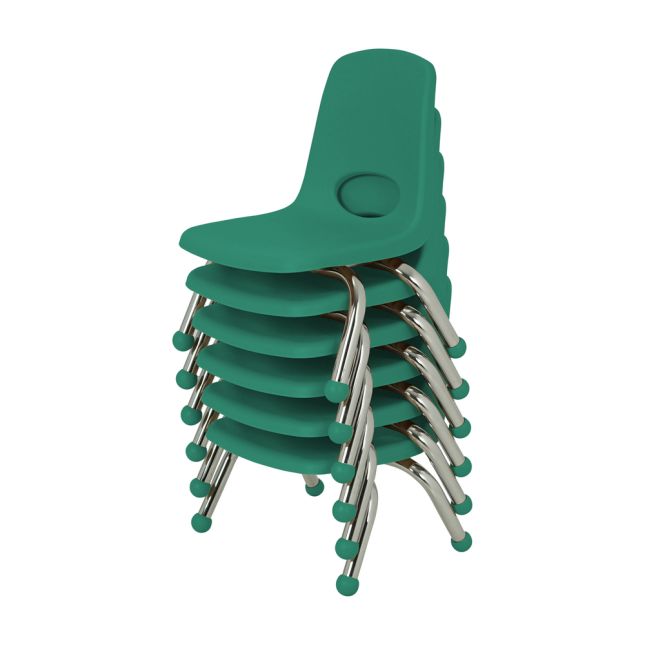 8" Stack Chair with Ball Glides, 6-Piece - Green