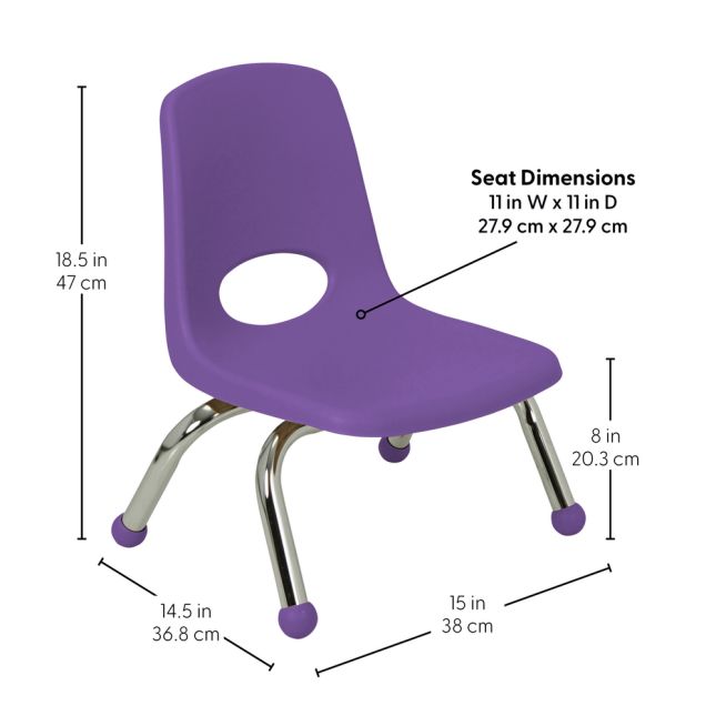 8" Stack Chair with Ball Glides, 6-Piece - Purple