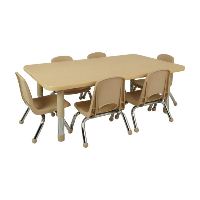 8" Stack Chair with Ball Glides, 6-Piece - Sand