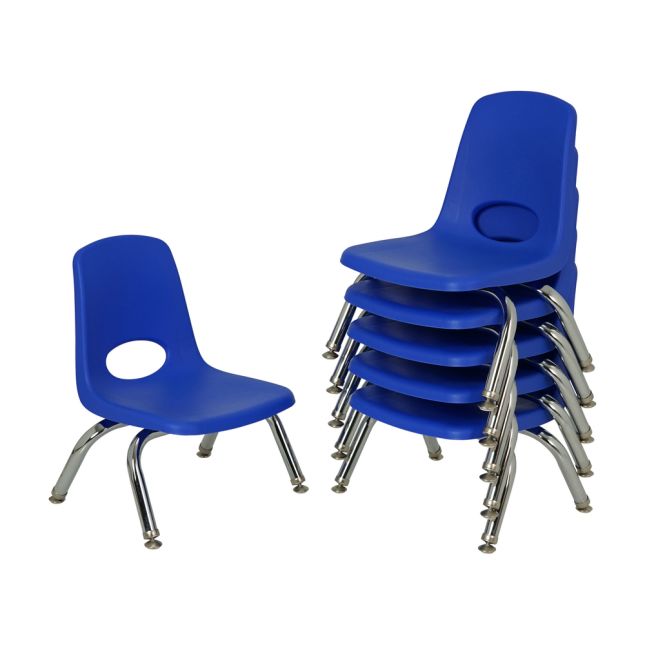 8" Stack Chair with Swivel Glides, 6-Piece - Blue