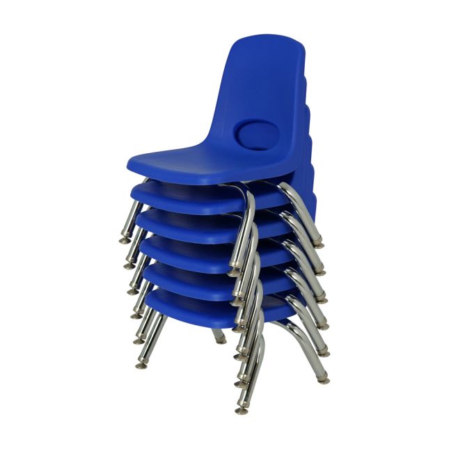 8" Stack Chair with Swivel Glides, 6-Piece - Blue
