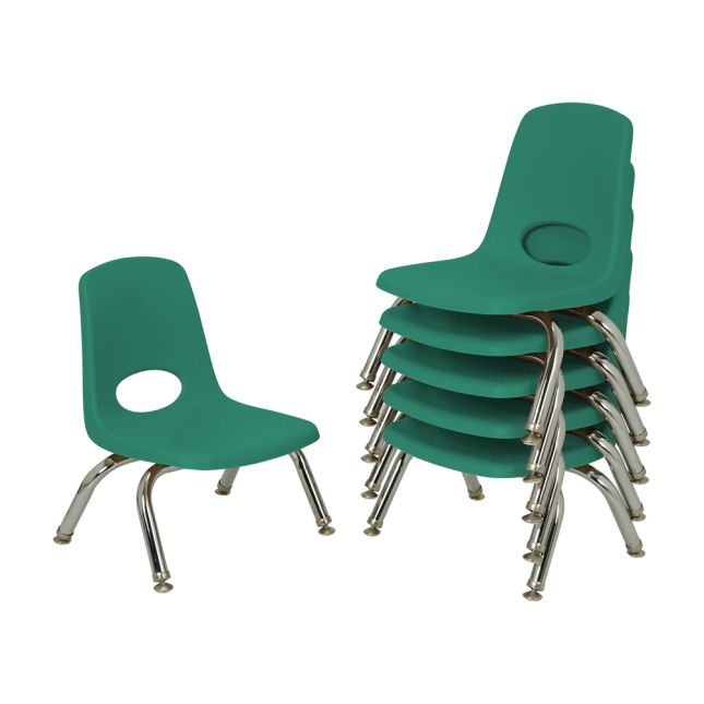 8" Stack Chair with Swivel Glides, 6-Piece - Green