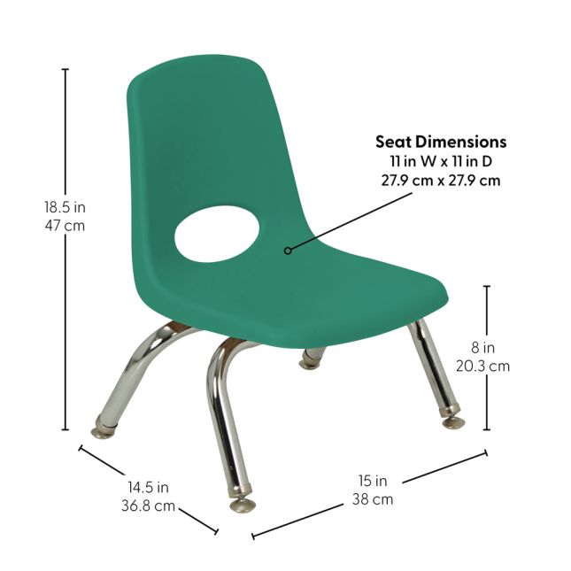 8" Stack Chair with Swivel Glides, 6-Piece - Green