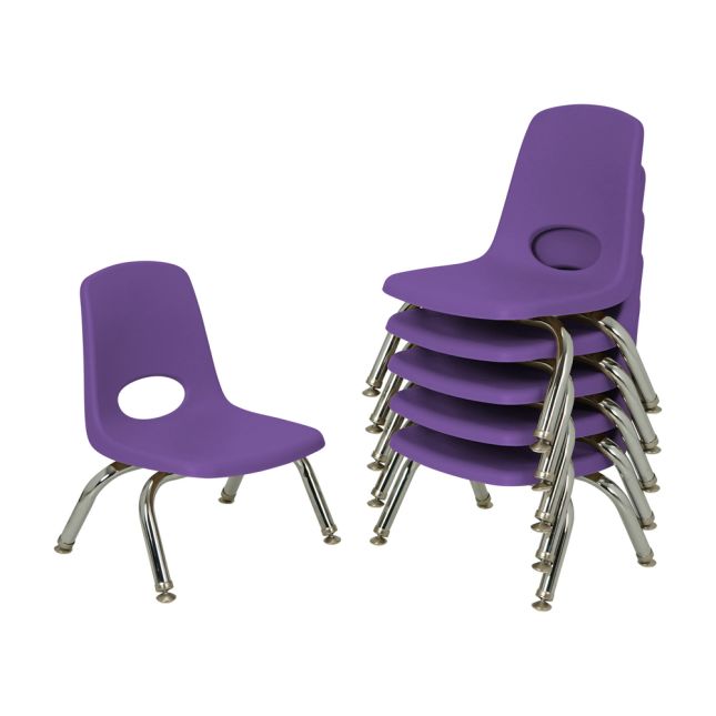 8" Stack Chair with Swivel Glides, 6-Piece - Purple