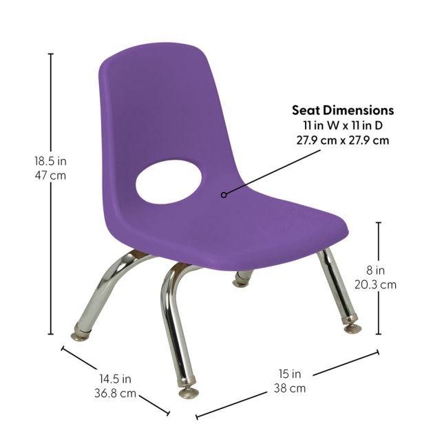 8" Stack Chair with Swivel Glides, 6-Piece - Purple