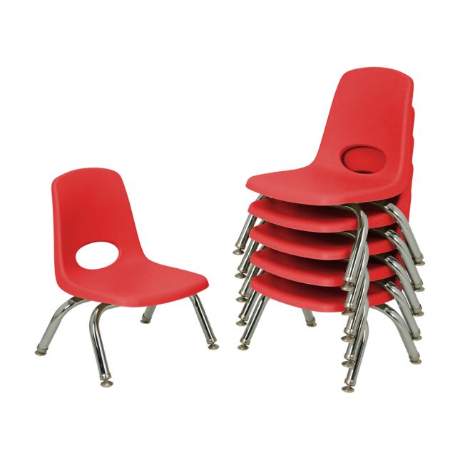 8" Stack Chair with Swivel Glides, 6-Piece - Red