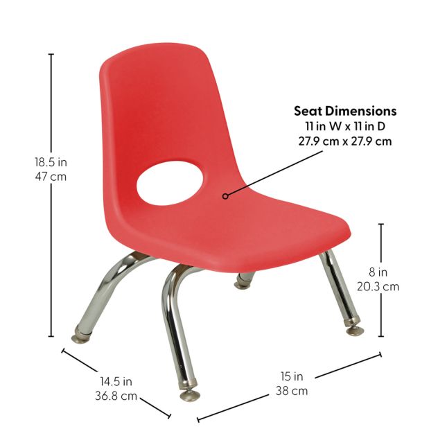 8" Stack Chair with Swivel Glides, 6-Piece - Red