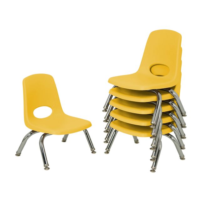 8" Stack Chair with Swivel Glides, 6-Piece - Yellow