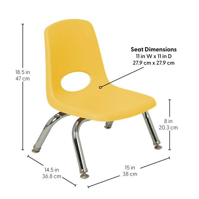 8" Stack Chair with Swivel Glides, 6-Piece - Yellow