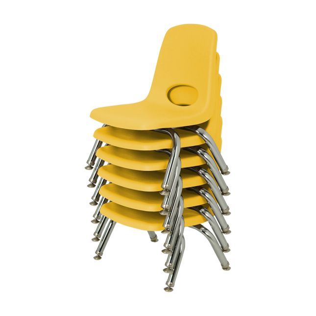 8" Stack Chair with Swivel Glides, 6-Piece - Yellow
