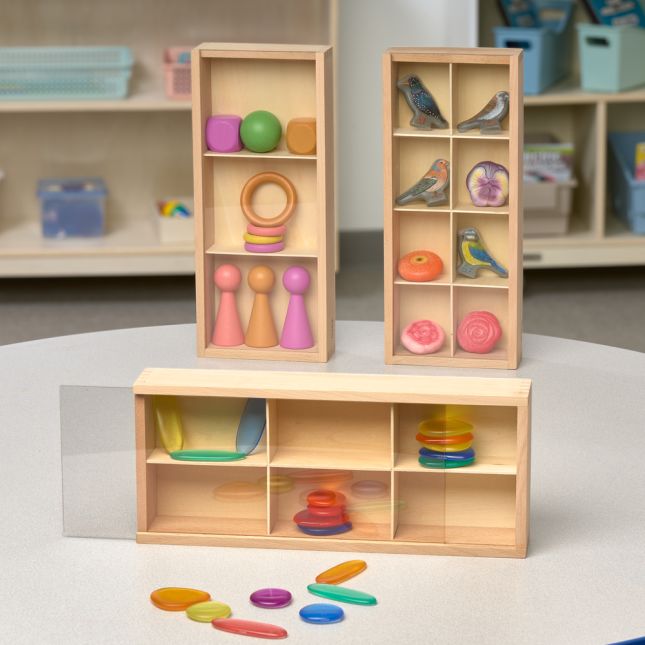 Wooden Discovery Boxes 14" x 6" - Set of 3