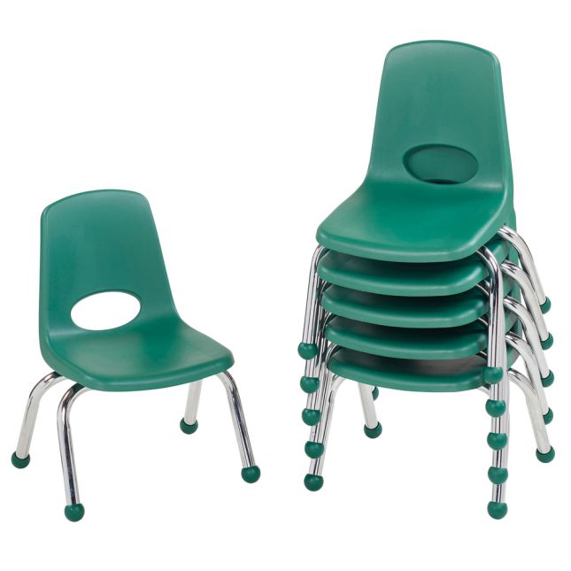 10" Stack Chair with Ball Glides, 6-Piece - Green