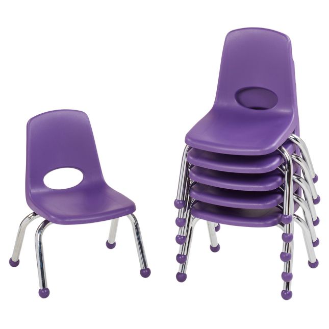10" Stack Chair with Ball Glides, 6-Piece - Purple
