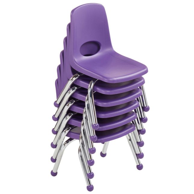 10" Stack Chair with Ball Glides, 6-Piece - Purple