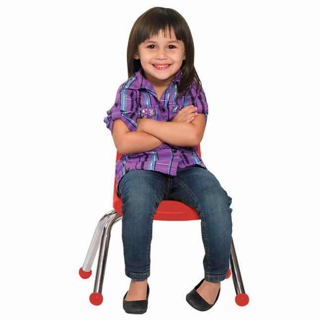 10" Stack Chair with Ball Glides, 6-Piece - Red