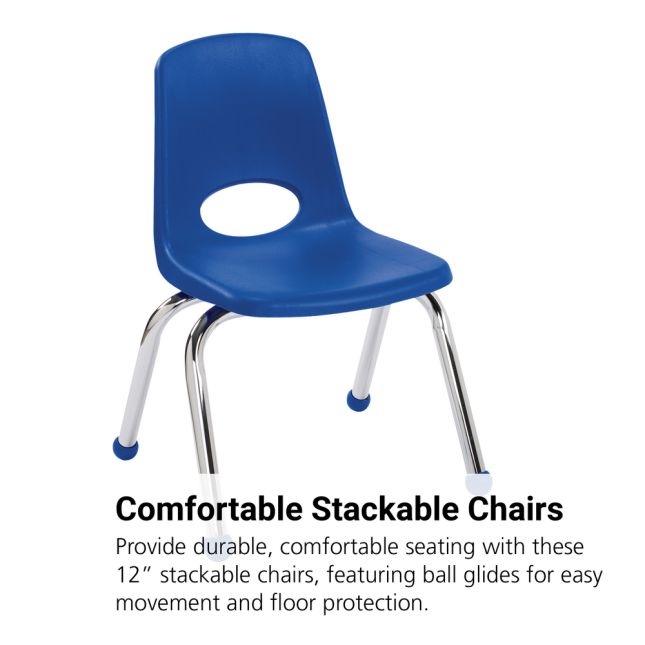 12" Stack Chair with Ball Glides - Blue, Set of 6