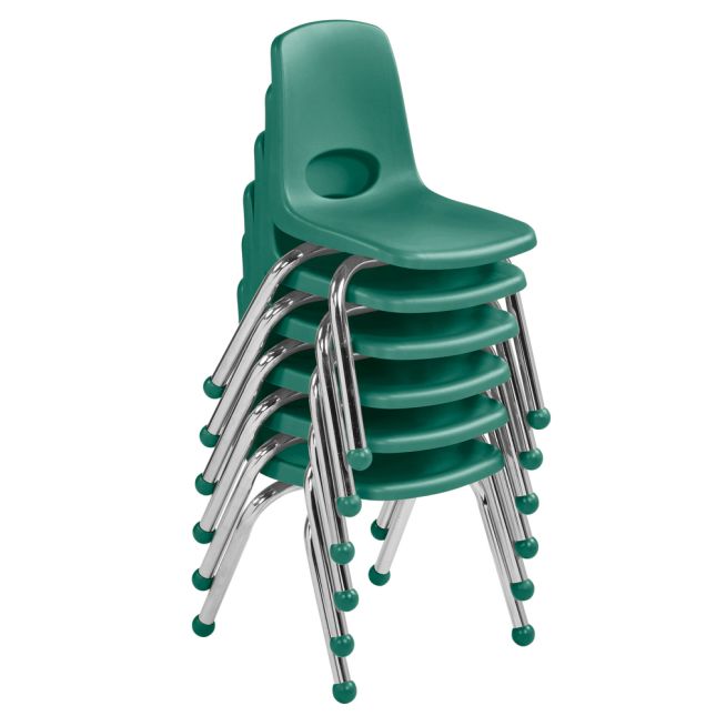 12" Stack Chair with Ball Glides, 6-Pack - Green