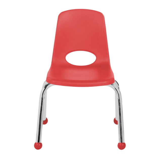 12" Stack Chair with Ball Glides, 6-Pack - Red