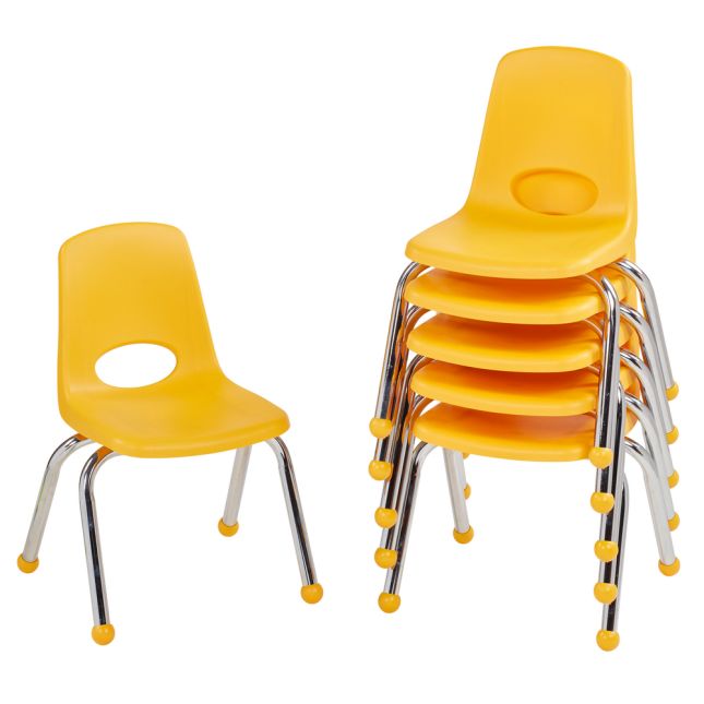 12" Stack Chair with Ball Glides, 6-Pack - Yellow