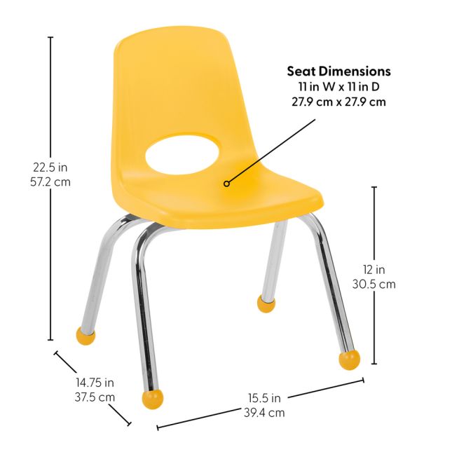12" Stack Chair with Ball Glides, 6-Pack - Yellow
