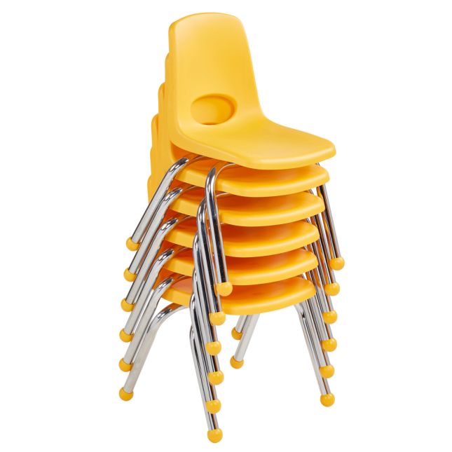 12" Stack Chair with Ball Glides, 6-Pack - Yellow