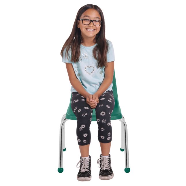 14" Stack Chair with Ball Glides, 6-Pack - Green