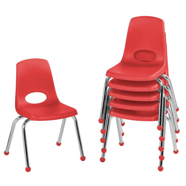 14" Stack Chair with Ball Glides, 6-Pack - Red