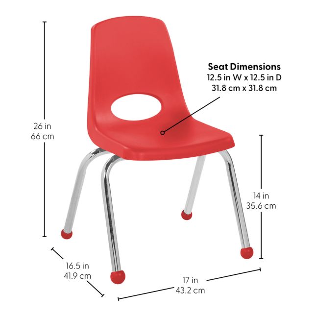 14" Stack Chair with Ball Glides, 6-Pack - Red