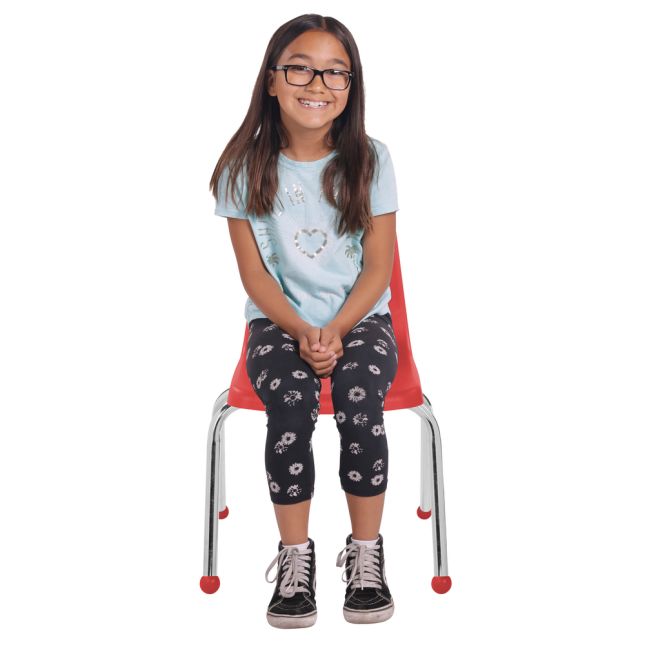 14" Stack Chair with Ball Glides, 6-Pack - Red
