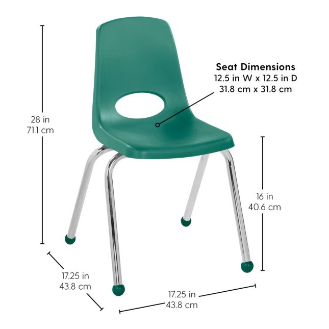 16" Stack Chair with Ball Glides - Set of 6 - Green