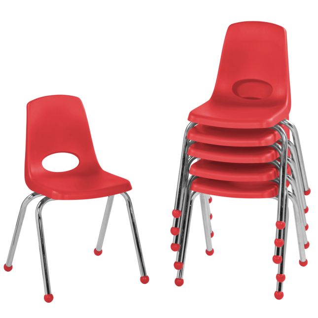 16" Stack Chair with Ball Glides - Set of 6 - Red