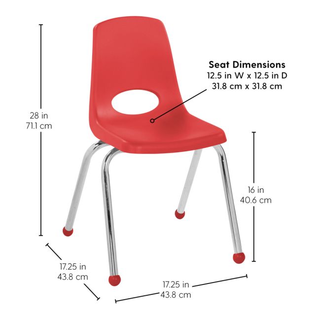 16" Stack Chair with Ball Glides - Set of 6 - Red