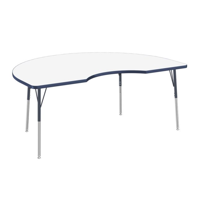 48" x 72" Kidney Dry-Erase Activity Table with Adjustable Standard Swivel Glide Legs - Whiteboard/Navy