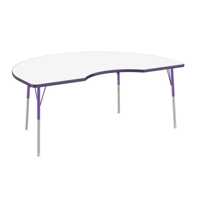 48" x 72" Kidney Dry-Erase Activity Table with Adjustable Standard Swivel Glide Legs -Whiteboard/Purple