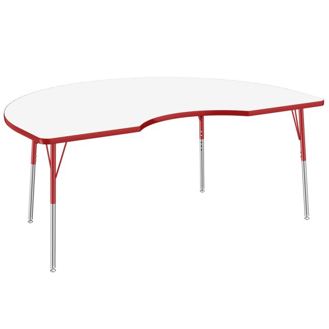 48" x 72" Kidney Dry-Erase Activity Table with Adjustable Standard Swivel Glide Legs - Whiteboard/Red