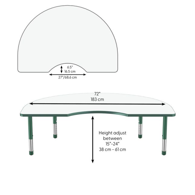 48" x 72" Kidney Dry-Erase Activity Table with Adjustable Chunky Legs - Whiteboard/Green