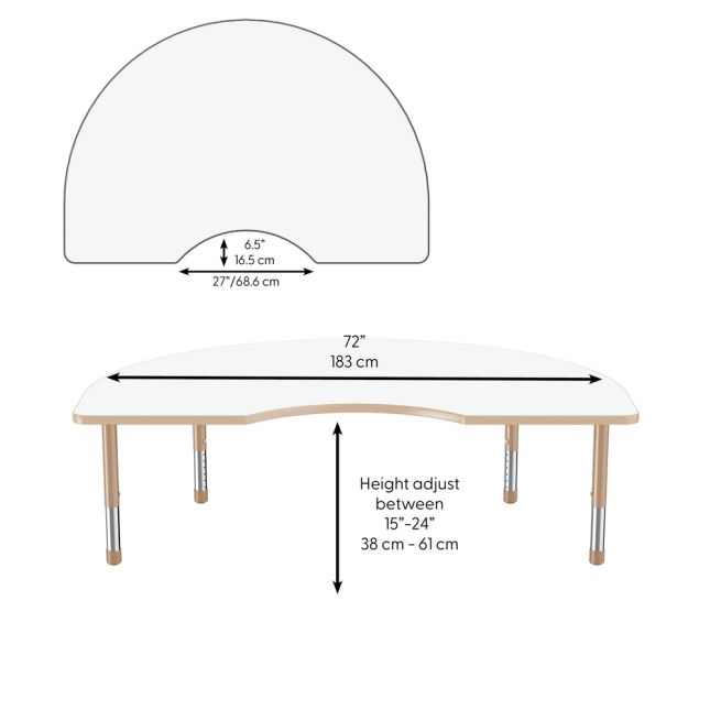 48" x 72" Kidney Dry-Erase Activity Table with Adjustable Chunky Legs - Whiteboard/Sand
