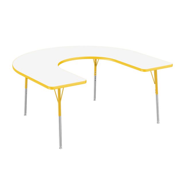 60" x 66" Horseshoe Dry-Erase Activity Table with Adjustable Standard Swivel Glide Legs - Whiteboard/Yellow