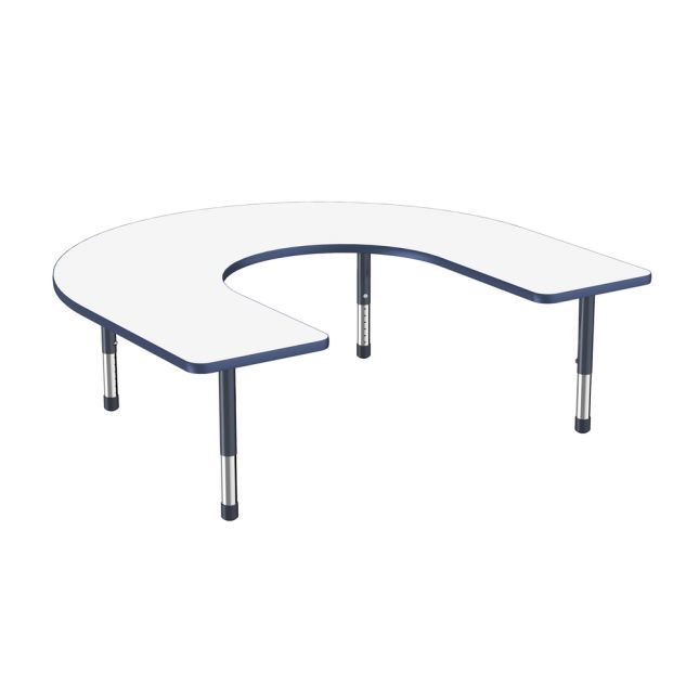 60" x 66" Horseshoe Dry-Erase Activity Table with Adjustable Chunky Legs - Whiteboard/Navy
