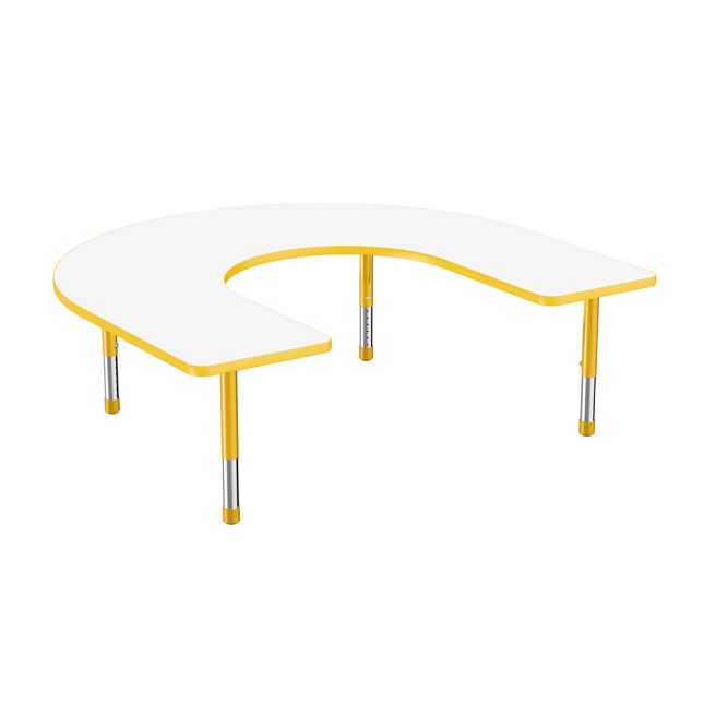 60" x 66" Horseshoe Dry-Erase Activity Table with Adjustable Chunky Legs - Whiteboard/Yellow