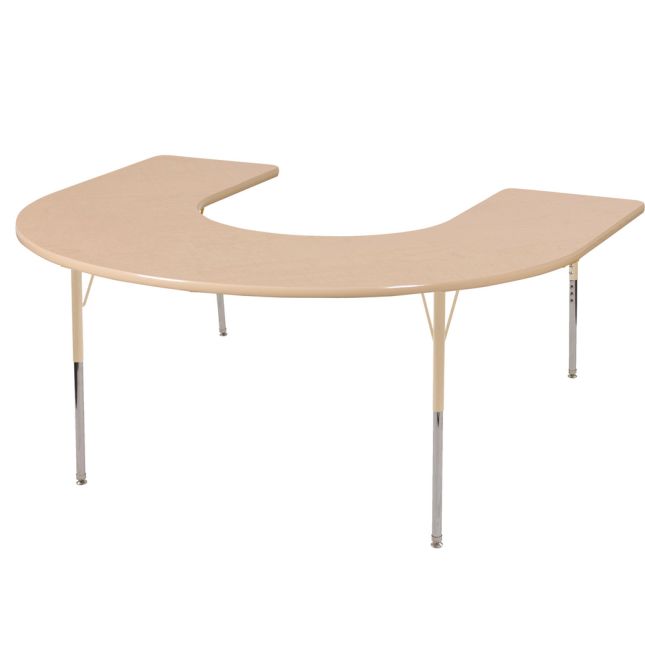 60" x 66" Horseshoe T-Molding Activity Table with Adjustable Standard Swivel Glide Legs - Maple/Sand