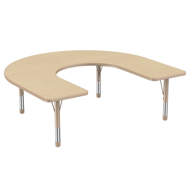 60" x 66" Horseshoe T-Molding Activity Table with Adjustable Chunky Legs - Maple/Sand