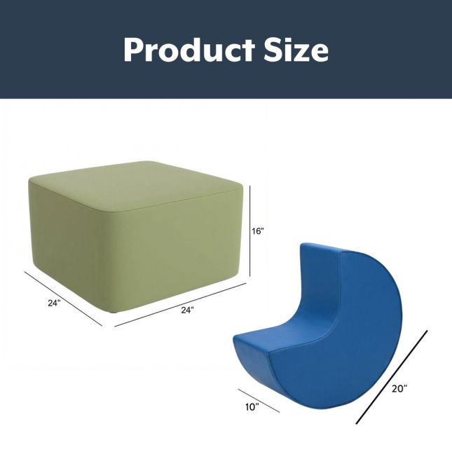 Huddle Hub Table and Ottoman Set- Woodland