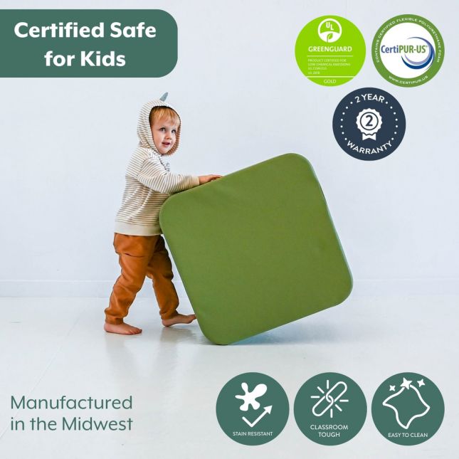 Huddle Hub Table and Ottoman Set- Woodland