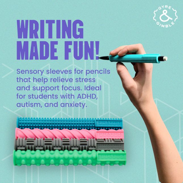 Textured Silicone Pencil Fidget Grip - 4 Sleeves and 2 Mechanical Pencils