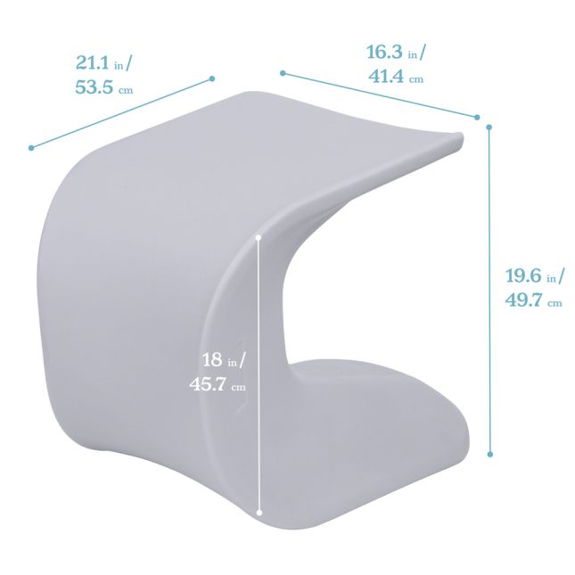18" Wave Stool - Light Grey